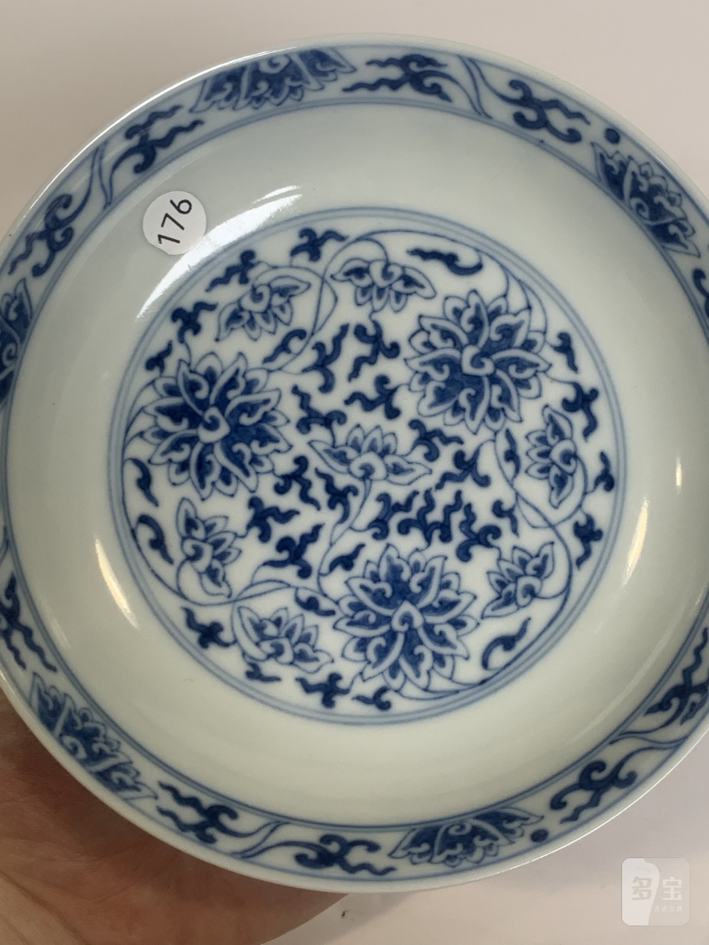 清道光 青花缠枝蕃莲纹盘 - 图3